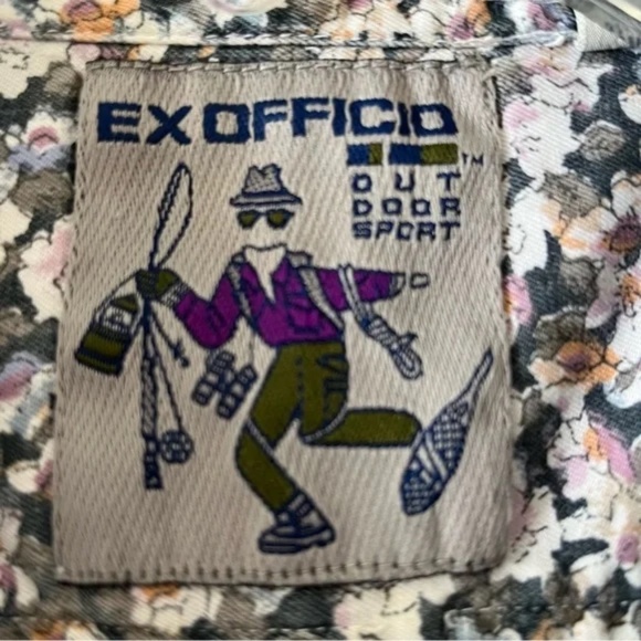 ExOfficio | Watercolor Floral Sleeveless Button Down Cotton Shirt, Medium - Picture 3 of 7